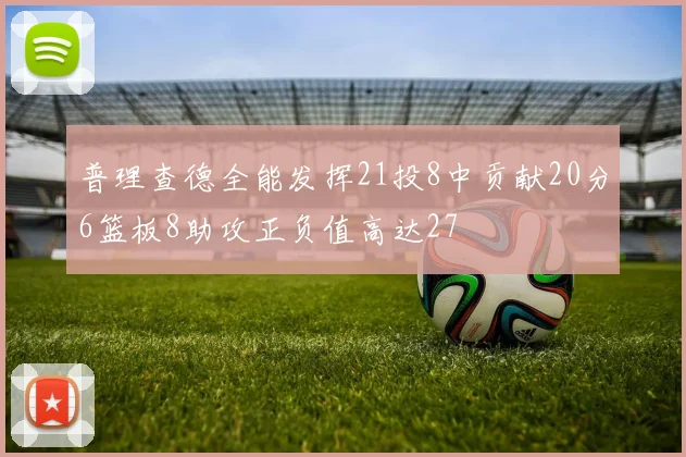 普理查德全能发挥21投8中贡献20分6篮板8助攻正负值高达27